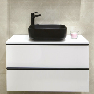 Lavoar pe blat, Fluminia, Andra, patrat, 38,5 x 38,5 cm, negru mat - Img 5