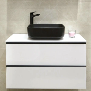 Lavoar pe blat, Fluminia, Andra, patrat, 38,5 x 38,5 cm, negru mat - Img 5
