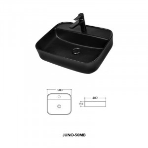 Lavoar pe blat, Fluminia, Juno-50MB, dreptunghiular, 50 x 40 cm, negru mat - Img 2