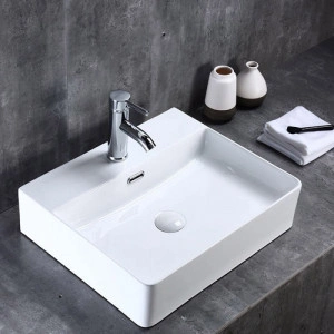 Lavoar pe blat Fluminia, Mercur, 52 cm, dreptunghiular, alb - Img 3