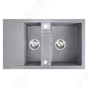 Mezzo II - Chiuveta bucatarie dubla cu picurator 79x48 cm, gri