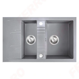 Mezzo II - Chiuveta bucatarie dubla cu picurator 79x48 cm, gri