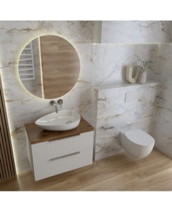 Mobilier pentru lavoar pe blat Spectrum, Omaha, finisaj riflat, 60 cm, alb - Img 2