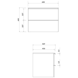 Mobilier suspendat Cersanit, Virgo 60, cu manere cromate, pentru lavoar pe blat, gri stejar - Img 2