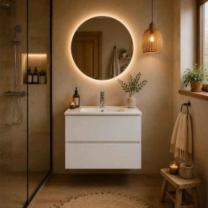Mobilier suspendat pentru lavoar Fluminia Genova 60, front și laterale netede, 60x46 cm, alb lucios
