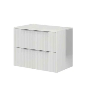 Mobilier suspendat pentru lavoar pe blat Fluminia Istria 80, front riflat, 80x46 cm, alb mat, mâner inox