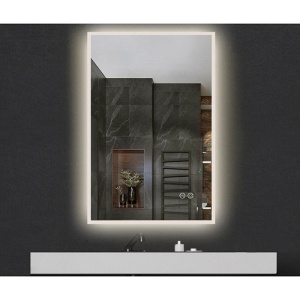 Oglinda Fluminia, Siza 90, dreptunghiulara, cu rama de aluminiu si iluminare LED, 3 culori