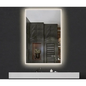 Oglinda Fluminia, Siza 90, dreptunghiulara, cu rama de aluminiu si iluminare LED, 3 culori