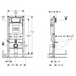 Rama Geberit, Duofix, pentru WC suspendat, 112 cm, cu rezervor incastrat SIGMA 12 cm - Img 4