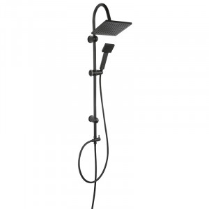 Set coloana de dus, Ferro, Squerto Black, cu para si palarie, patrata, negru mat