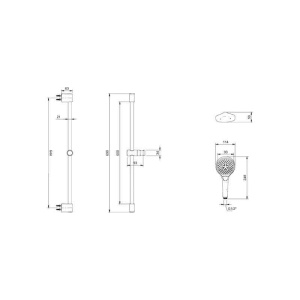 Set de duș Villeroy&Boch, Universal Showers, cu bară, pară duș și furtun, brushed gold - Img 2