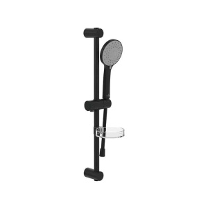 Set de duș Villeroy&Boch, Universal Showers, cu bară, portsăpun, pară duș și furtun, negru mat