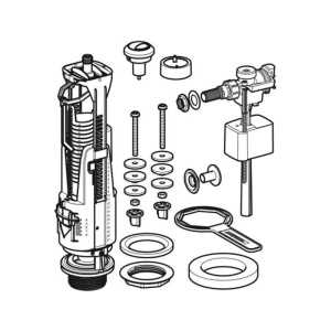 Set de mecanism rezervor WC Geberit actionare mecanica, alimentare laterala, cu flotor, fara senzor - Img 2