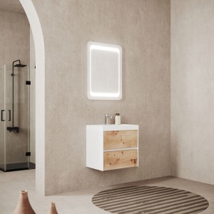 Set mobilier cu lavoar Fluminia, Fiori 60, cu sertare soft close, stejar - Img 4