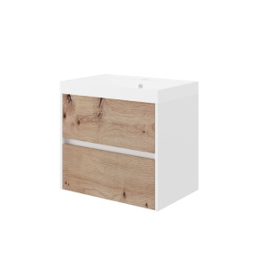 Set mobilier cu lavoar Fluminia, Fiori 60, cu sertare soft close, stejar - Img 4