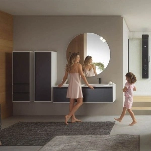 Set mobilier cu lavoar, Kolpasan, Pandora, suspendat, 110 cm, negru - Img 4