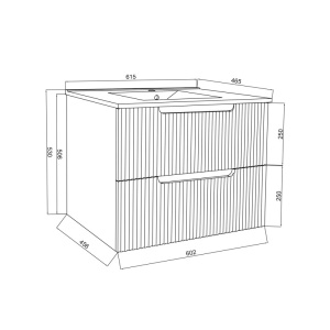 Set mobilier riflat cu lavoar Fluminia, Malta 60, cu sertare soft close, alb - Img 4