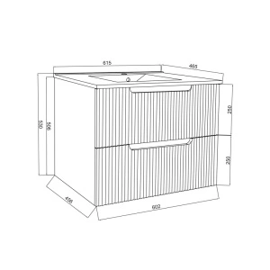 Set mobilier riflat cu lavoar Fluminia, Malta 60, cu sertare soft close, alb - Img 4