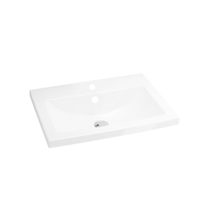 Set mobilier suspendat si lavoar Cersanit, Lara, cu doua sertare, 60 x 45 cm, alb - Img 6