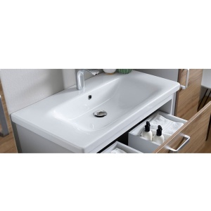 Set mobilier suspendat si lavoar Kolpasan, Evelin, 80 cm, gri antracit - Img 2