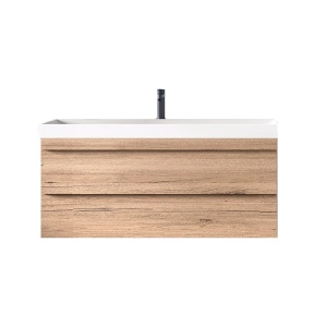 Set mobilier suspendat si lavoar, KolpaSan, Naomi, 100 cm, stejar deschis