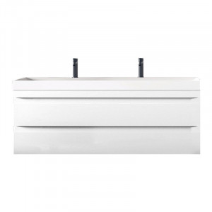 Set mobilier suspendat si lavoar, Kolpasan, Naomi, 120 cm, alb