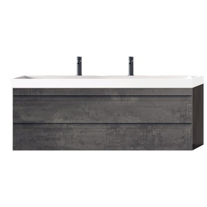Set mobilier suspendat si lavoar, KolpaSan, Naomi, 120 cm, dark concrete