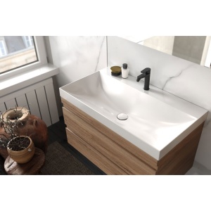 Set mobilier suspendat si lavoar, Kolpasan, Naomi, 80 cm, natural wood - Img 6