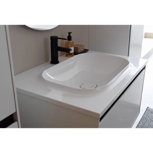 Set mobilier suspendat si lavoar Kolpasan, Pandora, 110 cm, alb lucios - Img 5