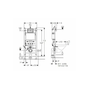 Set rezervor incastrat Geberit, Duofix, cu set fixare si clapeta cromat lucios, Delta 20, pentru vas WC suspendat - Img 2