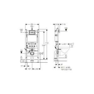 Set rezervor incastrat Geberit, Duofix, cu set fixare si clapeta cromat lucios, Delta 20, pentru vas WC suspendat - Img 2