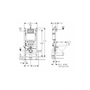 Set rezervor WC incastrat Geberit, Duofix, cu set de fixare si clapeta Delta 20, pentru vas WC suspendat - Img 2