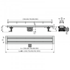 Set rigola de dus cu capac faiantabil, AlcaDrain, APZ13-DOUBLE9 FIT AND GO, 65 cm - Img 2