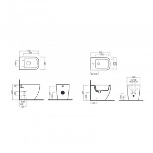Set vas WC stativ Hatria, Bianca, back-to-wall, cu capac WC, rimless, alb - Img 2