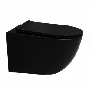 Set vas WC suspendat, Fluminia, Minerva, cu capac quick release si soft close, negru - Img 7