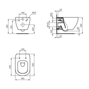 Vas WC suspendat Ideal Standard, Tesi, cu spalare Aquablade, negru mat - Img 6