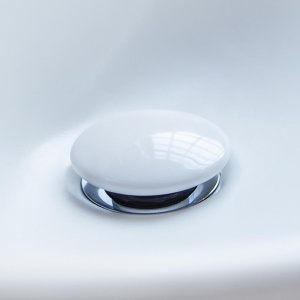Ventil ceramic Villeroy & Boch, pentru lavoar cu preaplin, push-open, alb - Img 3