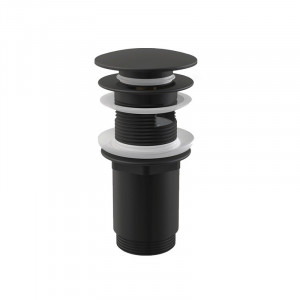Ventil pentru lavoar cu preaplin, AlcaDrain, cu click-clack si dop mare, negru-mat