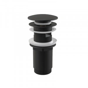 Ventil pentru lavoar cu preaplin, AlcaDrain, cu click-clack si dop mare, negru-mat