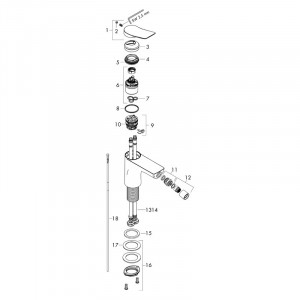 Baterie bideu, Hansgrohe, Vivenis, cu ventil, crom - Img 4