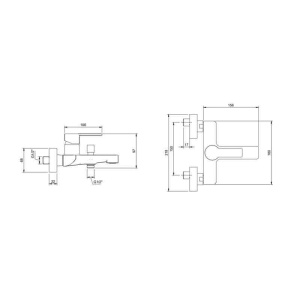Baterie cada-dus Villeroy&Boch, Architectura, cu montaj pe perete, crom - Img 5