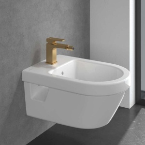 Baterie de bideu Villeroy&Boch, Architectura Square, cu ventil cu tijă, brushed gold - Img 3