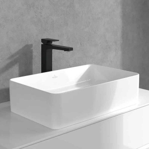 Baterie înaltă pentru lavoar Villeroy&Boch, Architectura Square 257, cu ventil click-clack, negru mat - Img 2