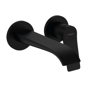 Baterie lavoar cu montaj pe perete, Hansgrohe, Vivenis, cu pipa 19,2 cm, negru mat