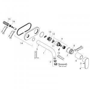 Baterie lavoar, Hansgrohe, Vernis Blend, pipa 205 mm, montaj pe perete, crom - Img 3