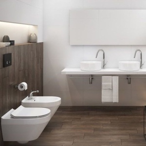 Bideu suspendat Cersanit, Crea, oval, alb - Img 2