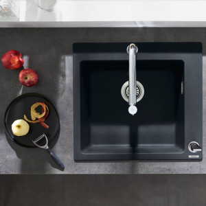 Chiuveta de bucatarie Hansgrohe, SilicaTec, 1 cuva, 56x51 cm, negru grafit - Img 6