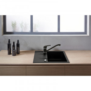 Chiuveta granit, Ferro, dreptunghiulara, cu picurator 58x48 cm, grafit lucios - Img 4