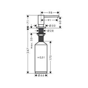 Dozator detergent vase Hansgrohe, A41, 500 ml, crom - Img 3