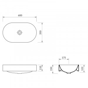 Lavoar pe blat, Cersanit, Inverto, oval, 60 cm, alb - Img 2